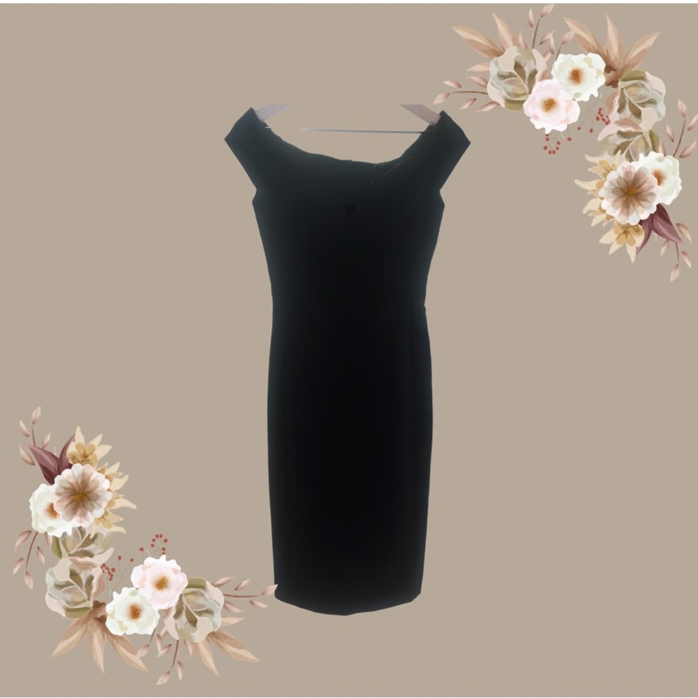 Black Halo Elegant Deep Navy Off-Shoulder Dress